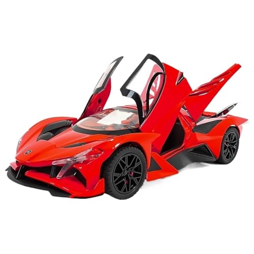 RYUEXING for 1/24 EV0 Legierung Spielzeug Sportwagen Spray Version Simulation Auto Spielzeug Modell Offene Tür Sound Und Licht Lenkung Stoßdämpfung Auto Sammlung Ornamente(Red) von RYUEXING