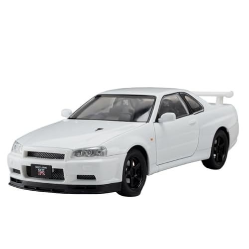 RYUEXING for 1/24 GTR-R34 Legierung Sportwagen Simulation Auto Spielzeug Modell Offene Tür Sound Und Licht Lenkung Stoßdämpfung Auto Sammlung Ornamente(White) von RYUEXING