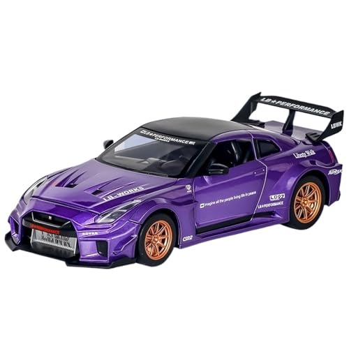 RYUEXING for 1/24 GTR Sportwagen Simulation Legierung Auto Modell Multifunktionale Kinder Spielzeug Sammlung Ornamente(Purple) von RYUEXING