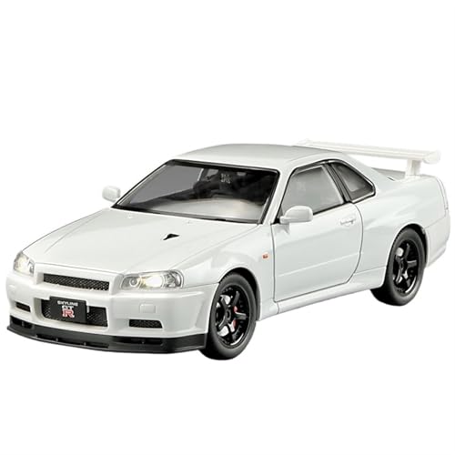 RYUEXING for 1/24 GTR34 Sportwagen-Simulation Legierung Lenkung Sound Und Licht Türöffnungsfunktion Spielzeugauto Modell Ornamente Sammlung(White) von RYUEXING