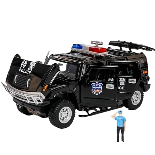 RYUEXING for 1/24 H2 Polizeiauto Simulation Legierung Druckguss Automodell Kinderspielzeug Sammlung Ornamente(Black) von RYUEXING