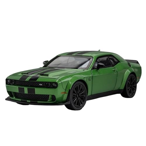 RYUEXING for 1/24 Hellcat Legierung Sportwagen Simulation Auto Spielzeug Modell Türöffnung Sound Und Licht Lenkung Stoßdämpfung Auto Sammlung Ornamente(Green) von RYUEXING