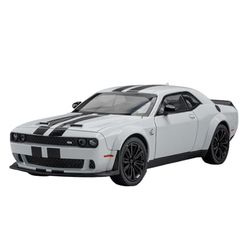 RYUEXING for 1/24 Hellcat Legierung Sportwagen Simulation Auto Spielzeug Modell Türöffnung Sound Und Licht Lenkung Stoßdämpfung Auto Sammlung Ornamente(White) von RYUEXING