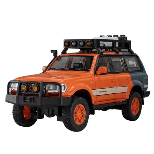 RYUEXING for 1/24 Landcruiser LC80 Legierung Geländewagen Simulation Auto Spielzeug Modell Offene Tür Sound Und Licht Lenkung Stoßdämpfung Auto Sammlung Ornamente(Orange) von RYUEXING