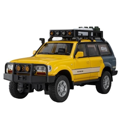 RYUEXING for 1/24 Landcruiser LC80 Legierung Geländewagen Simulation Auto Spielzeug Modell Offene Tür Sound Und Licht Lenkung Stoßdämpfung Auto Sammlung Ornamente(Yellow) von RYUEXING