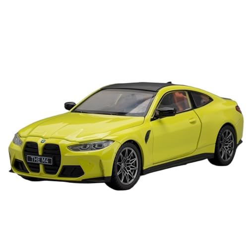 RYUEXING for 1/24 M4 G82 Legierung Sportwagen Simulation Auto Spielzeug Modell Offene Tür Sound Und Licht Lenkung Stoßdämpfung Auto Sammlung Ornamente(Yellow) von RYUEXING