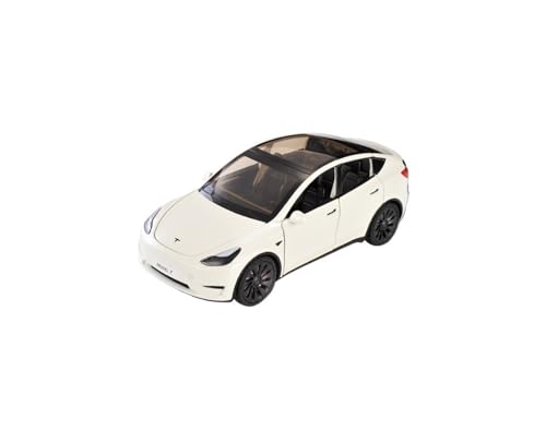 RYUEXING for 1/24 ModelY Simulation Auto Modell Legierung Tür Öffnung Sound Und Licht Lenkung Spielzeug Auto Sammlung Ornamente(White) von RYUEXING