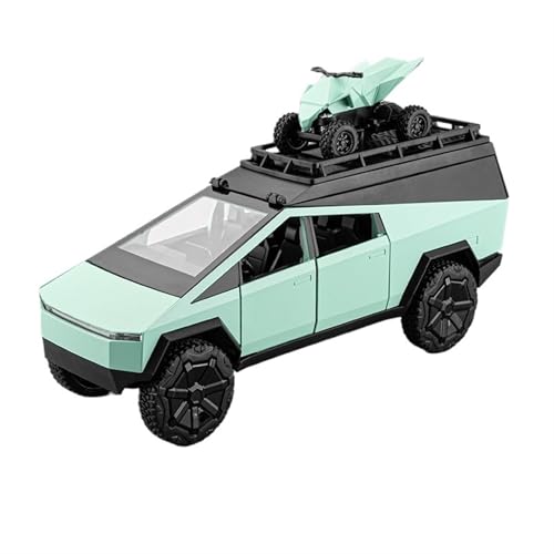 RYUEXING for 1/24 Pick-up RV + Motorrad Limited Edition Simulation Auto Modell Legierung Tür Öffnung Sound Und Licht Lenkung Spielzeug Auto Sammlung Ornamente(Green) von RYUEXING