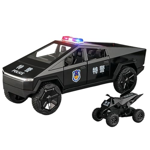 RYUEXING for 1/24 Pickup Truck + Motorrad Polizei Auto Simulation Legierung Druckguss Auto Modell Kinder Spielzeug Sammlung Ornamente(Black) von RYUEXING