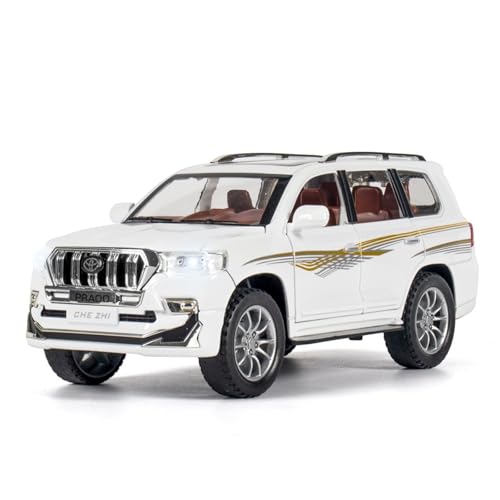 RYUEXING for 1/24 Prado Simulation Legierung Auto Modell Mit Sound Und Licht Multi-Funktion Interaktive Kinder Spielzeug Sammlung Ornamente(White) von RYUEXING