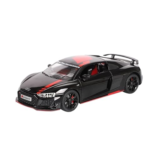 RYUEXING for 1/24 R8 Auto-Replik Realistische Legierung Lenkung Ton Und Licht Stoßdämpfungsfunktion Spielzeugauto-Modell, Ornamentsammlung(Black) von RYUEXING