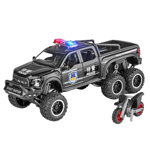 RYUEXING for 1/24 Raptor F150 Offroad-Polizeiauto Simulation Legierung Automodell Ornament Spielzeug(Black) von RYUEXING