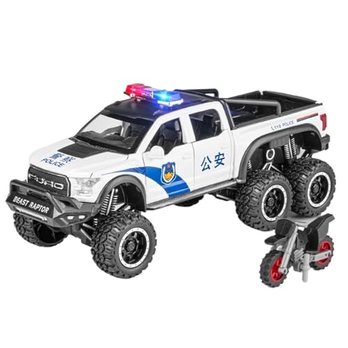 RYUEXING for 1/24 Raptor F150 Offroad-Polizeiauto Simulation Legierung Automodell Ornament Spielzeug(White) von RYUEXING