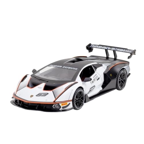 RYUEXING for 1/24 SCV12 Legierung Sportwagen Simulation Auto Spielzeug Modell Offene Tür Sound Und Licht Lenkung Stoßdämpfung Auto Sammlung Ornamente(White) von RYUEXING