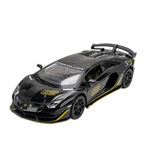 RYUEXING for 1/24 SVJ 63 Legierung Auto Sportwagen Simulation Auto Spielzeug Modell Offene Tür Sound Und Licht Lenkung Stoßdämpfung Auto Sammlung Ornamente(Black) von RYUEXING