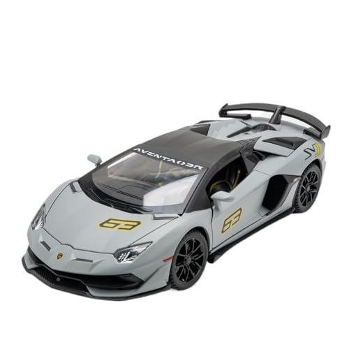 RYUEXING for 1/24 SVJ 63 Legierung Auto Sportwagen Simulation Auto Spielzeug Modell Offene Tür Sound Und Licht Lenkung Stoßdämpfung Auto Sammlung Ornamente(Gray) von RYUEXING