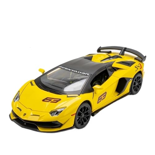 RYUEXING for 1/24 SVJ 63 Legierung Auto Sportwagen Simulation Auto Spielzeug Modell Offene Tür Sound Und Licht Lenkung Stoßdämpfung Auto Sammlung Ornamente(Yellow) von RYUEXING