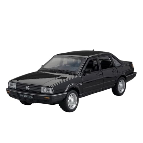 RYUEXING for 1/24 Santana Legierung Retro Auto Simulation Auto Spielzeug Modell Offene Tür Sound Und Licht Lenkung Stoßdämpfung Auto Sammlung Ornamente(Black) von RYUEXING