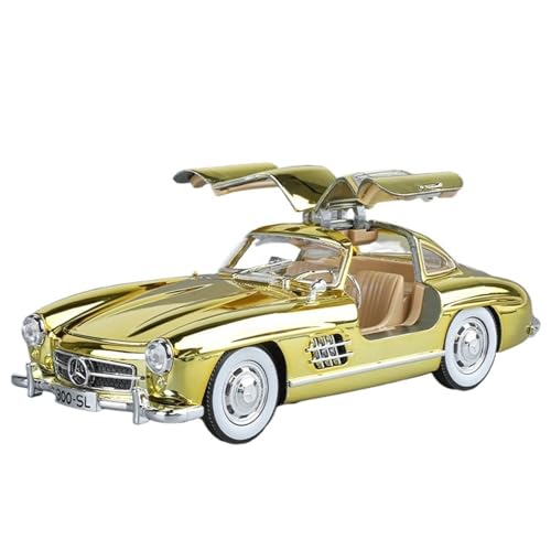 RYUEXING for 1/24 Verzinkte Version 300SL Simulationslegierungsautomodell Mit Ton Und Licht Multifunktionale Interaktive Kinderspielzeug-Sammlungsornamente(Gold) von RYUEXING