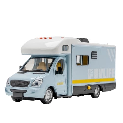 RYUEXING for 1/32 Camping Auto Legierung Simulation Auto Spielzeug Modell Offene Tür Sound Und Licht Lenkung Stoßdämpfung Auto Sammlung Ornamente(Blue) von RYUEXING