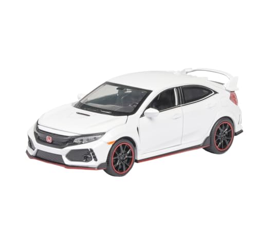 RYUEXING for 1/32 Civic Type R Legierung Auto Modell Kleine Stahl Kanone Gott Auto Simulation Auto Spielzeug Modell Offene Tür Sound Und Licht Lenkung Stoßdämpfung Auto Sammlung Ornamente(White) von RYUEXING