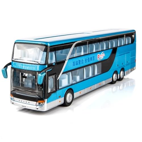 RYUEXING for 1/32 Doppeldecker Luxus Bus Simulation Legierung Druckguss Technologie Auto Modell Kinder Spielzeug Sammlung Ornamente(Blue) von RYUEXING