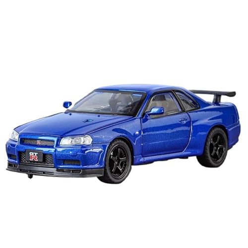 RYUEXING for 1/32 GTR Skyline Simulationslegierungsmodell Kinderspielzeugauto Mit Sound Und Licht Multifunktionale Interaktive Spielzeugsammlung Ornamente(Blue) von RYUEXING