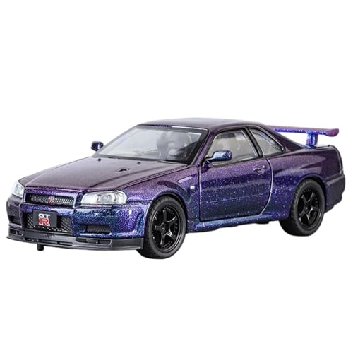 RYUEXING for 1/32 GTR Skyline Simulationslegierungsmodell Kinderspielzeugauto Mit Sound Und Licht Multifunktionale Interaktive Spielzeugsammlung Ornamente(Purple) von RYUEXING