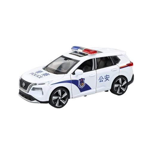 RYUEXING for 1/32 Kijun Polizei Auto Legierung Simulation Auto Metall Spielzeug Modell Offene Tür Sound Und Licht Lenkung Auto Sammlung Ornamente(White) von RYUEXING