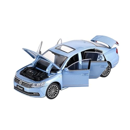 RYUEXING for 1/32 Magotan Passat Simulation Auto Modell Legierung Tür Öffnung Sound Und Licht Lenkung Stoßdämpfung Spielzeug Auto Sammlung Ornamente(Blue) von RYUEXING