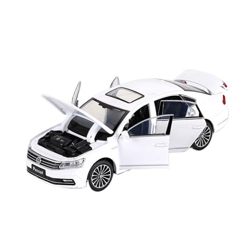 RYUEXING for 1/32 Magotan Passat Simulation Auto Modell Legierung Tür Öffnung Sound Und Licht Lenkung Stoßdämpfung Spielzeug Auto Sammlung Ornamente(White) von RYUEXING