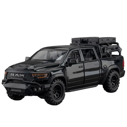 RYUEXING for 1/32 Mammoth Pickup Legierung Off-Road Simulation Auto Spielzeug Modell Offene Tür Sound Und Licht Lenkung Stoßdämpfung Auto Sammlung Ornamente(Black) von RYUEXING