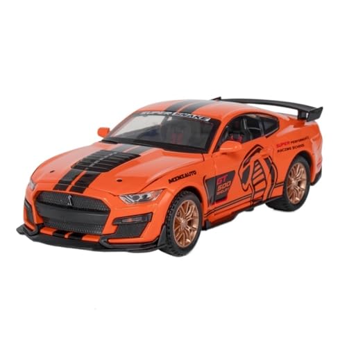 RYUEXING for 1/32 Mustang Viper GT500 Sportwagen Simulation Legierung Automodell Mit Sound Und Licht Multifunktions-interaktive Kinderspielzeug-Sammlung Ornamente(Orange) von RYUEXING