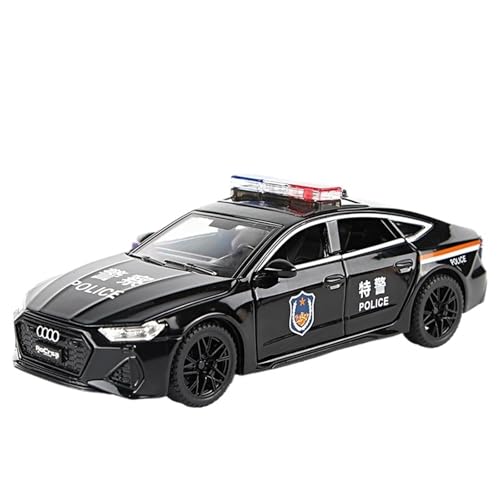 RYUEXING for 1/32 RS7 Polizeiauto Simulation Legierung Modell Kinder Spielzeug Auto Mit Sound Und Licht Multi-Funktion Interaktive Spielzeug Sammlung Ornamente(Black) von RYUEXING