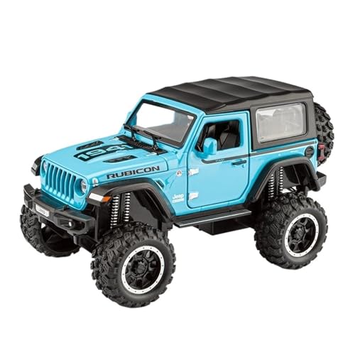 RYUEXING for 1/32 Rubicon Großes Rad Geländewagen Simulation Legierung Druckguss Auto Modell Beleuchtung Audio Kinder Spielzeug Sammlung Ornamente(Blue) von RYUEXING