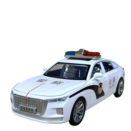 RYUEXING for 1/32 Sechs-türige Polizei Auto Hongqi H9 Simulation Legierung Tür Tür Sound Und Licht Lenkung Junge Spielzeug Auto Sammlung Ornamente(White) von RYUEXING