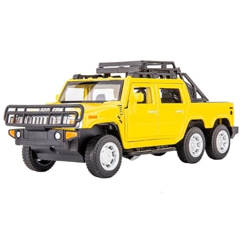 RYUEXING for 1/32 Sechsrädriges Pickup-Kleinrad-Simulations-Druckgussauto-Metallmodell Mit Sound Und Licht, Multifunktionalen Interaktiven Spielzeugsammlungsornamenten(Yellow) von RYUEXING