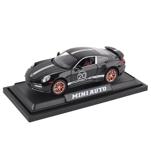 RYUEXING for 1:32 911 Turbo S Legierung Auto Spielzeug Modell Metall Körper Druckguss Super Sport Auto Mit Pull Back Funktion Fahrzeug Spielzeug Für(Black NO Box) von RYUEXING