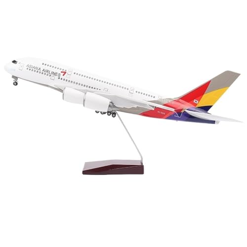 RYUEXING for 44 cm Großes Simuliertes Flugzeugmodell Asiana Airlines A380 Mit Fahrwerksbeleuchtung Airbus-Modell-Passagierflugzeug-Ornamente Gedenkkollektion von RYUEXING