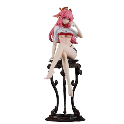 RZAHUAHU Genshin Impact Yae Miko 1/7 Figure 24CM miHoYo Anime Game Dame Guuji des Großen Narukami-Schreins Spielzeug-Charakter PVC-Geschenk (Sitzender Stil) von RZAHUAHU