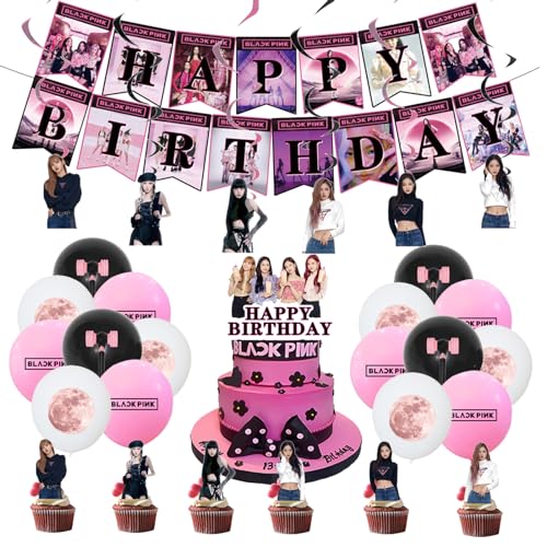 Blackpink Geburtstag Deko Blackpink Deko Geburtstag Blackpink Geburtstag Luftballons Blackpink Luftballons Deko Blackpink Torten Topper Blackpink Geburtstag Girlande Blackpink Hängen Wirbel Deko von RZDQZY