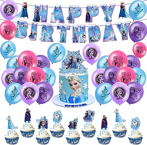 Geburtstag Deko Frozen Geburtstag Luftballons Frozen Geburtstagsdeko Luftballons Kindergeburtstag Alles Gute zum Geburtstag Girlande Kuchendeckel für Kinder von RZDQZY