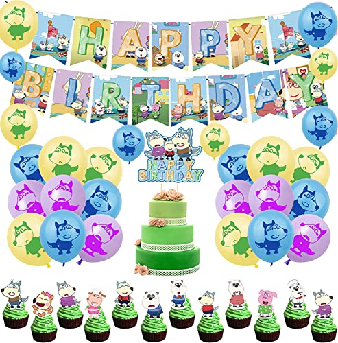 Geburtstag Deko Wolfoo Familie Luftballons Alles Gute Zum Geburtstagfahne Wolfoo Kuchen Topper Wolfoo Kinder Geburtstag Partei Dekoration von RZDQZY