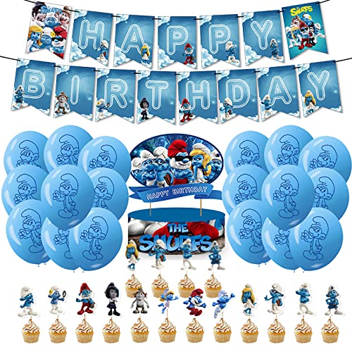 Geburtstagsdeko the Smurfs Luftballons Geburtstag Smurfs Torten Topper Smurfs Kindergeburtstag Deko the Smurfs Geburtstag Girlande Smurfs Luftballons Deko Geburtstag the Smurfs Geburtstag Party Deko von RZDQZY