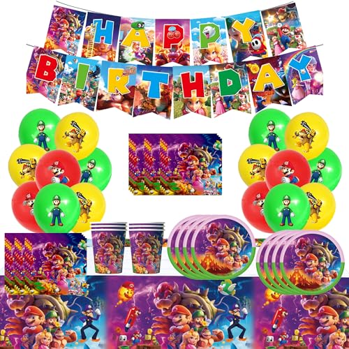 RZDQZY Mario Kart Geburtstag Deko Mario Bros Geburtstagsdeko Mario Peach Geburtstag Luftballons Super Mario Geburtstag Girlande Mario Party Geschirr Mario Kart Partygeschirr Set Mario Deko Geburtstag von RZDQZY