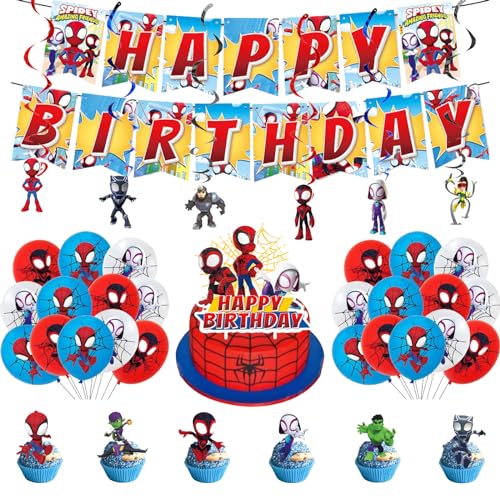Spiderman Geburtstag Deko Spidey Party Deko Geburtstag Spider Man Geburtstag Luftballons Spiderman Torten Topper Spidey Geburtstag Girlande Spider Man Spiral Dekorationen Spidey Deko Geburtstag von RZDQZY
