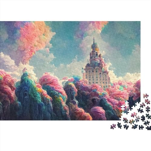 Rainbow Castle 1000 Stück Puzzles Für Erwachsene Teenager Stress Abbauen Familien-Puzzlespiel Mit Poster in 1000-teiliges Puzzle Kinder Lernspiel Spielzeug Geschenk Puzzel 300pcs (40x28cm) von RZFWJL