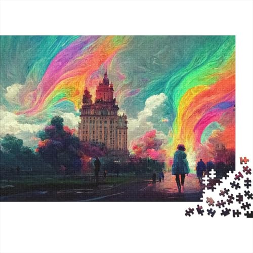 Rainbow Castle 1000 Teile Puzzle Für Erwachsene, Hochwertige Recycelbare Materialien Und Druck Puzzlespiel, Familienspiel, Geschenk Für Liebhaber Oder Freunde Puzzel 1000pcs (75x50cm) von RZFWJL