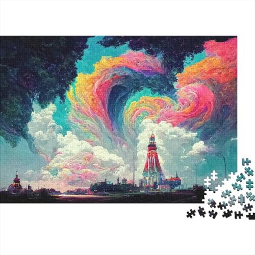 Rainbow Castle Puzzle 1000 Teile,Puzzlespiel Für Erwachsene,Impossible Puzzle,Puzzle Geschicklichkeitsspiel Für Die Ganze Familie, Geschenke Für Männer/Frauen Erwachsenen Puzzel 1000pcs (75x50cm) von RZFWJL