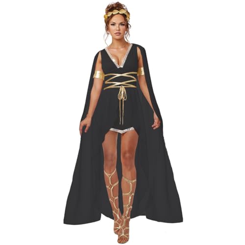 Raaxola Cosplay-Kostüm für Erwachsene schwarzer Engel griechische Göttin Geisterbraut Vampir Polizeiuniform Partykleid für Damen Halloween von Raaxola